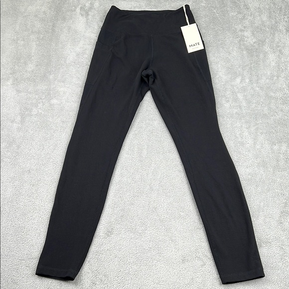 MATE The‎ Label S Organic Stretch Pocket Full Length Black Leggings FLAW - Picture 1 of 11